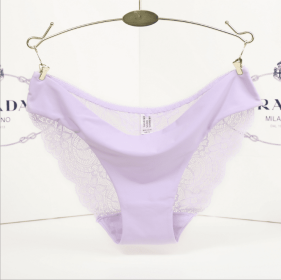 Lace ladies low waist briefs (Option: Lavender-XXL)