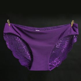 Lace ladies low waist briefs (Option: Aristocratic Purple-XXL)